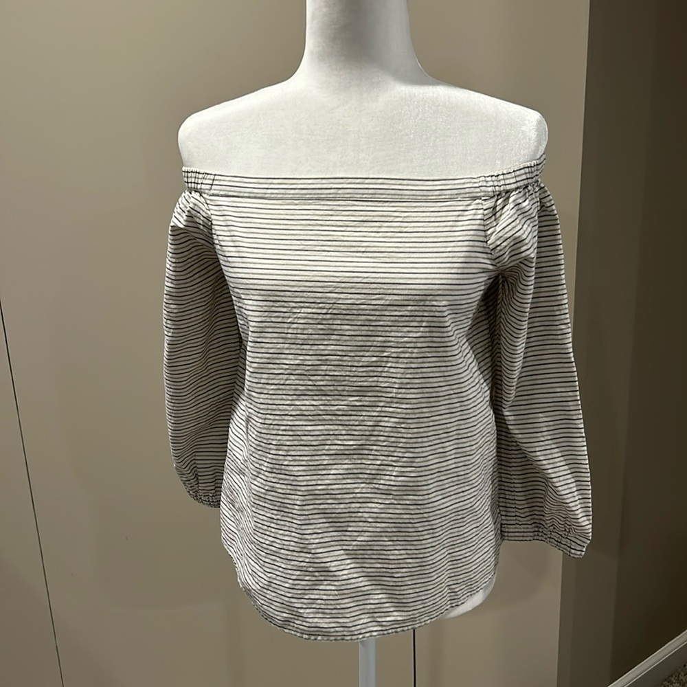 MADEWELL OFF THE SHOULDER STRIPE TOP SIZE S